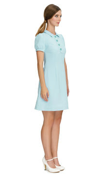 Update your spring wardrobe with our Retro Style Light Blue dress with Faux Button Down Placket. Made from quality heritage mill Spanish fabric, this dress offers comfort and style. Available in various sleeve lengths; it's perfect for any occasion. Shop now in other colors from this season's palette!
