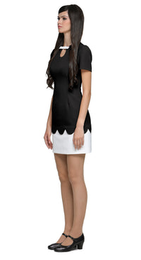 Achieve an easy to reach for stunning look with this fitted vibrant retro event dress, featuring subtle white bow detailing over a neckline cutout. The bold orange torso leads to beautifully crafted top-stitch finished scalloped detail, complemented by a short white skirt. This versatile piece suits heels for an elegant night out but also lends itself perfectly to flats and kicks for a more casual vibe.
Available in alternative sleeve and hem lengths, as well as a variety of colors, this dress is designed t