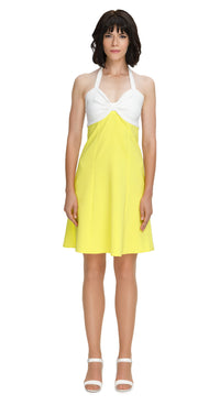 70s Style Light Spring Halter Dress in Green