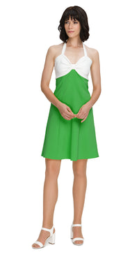 70s Style Light Spring Halter Dress in Green