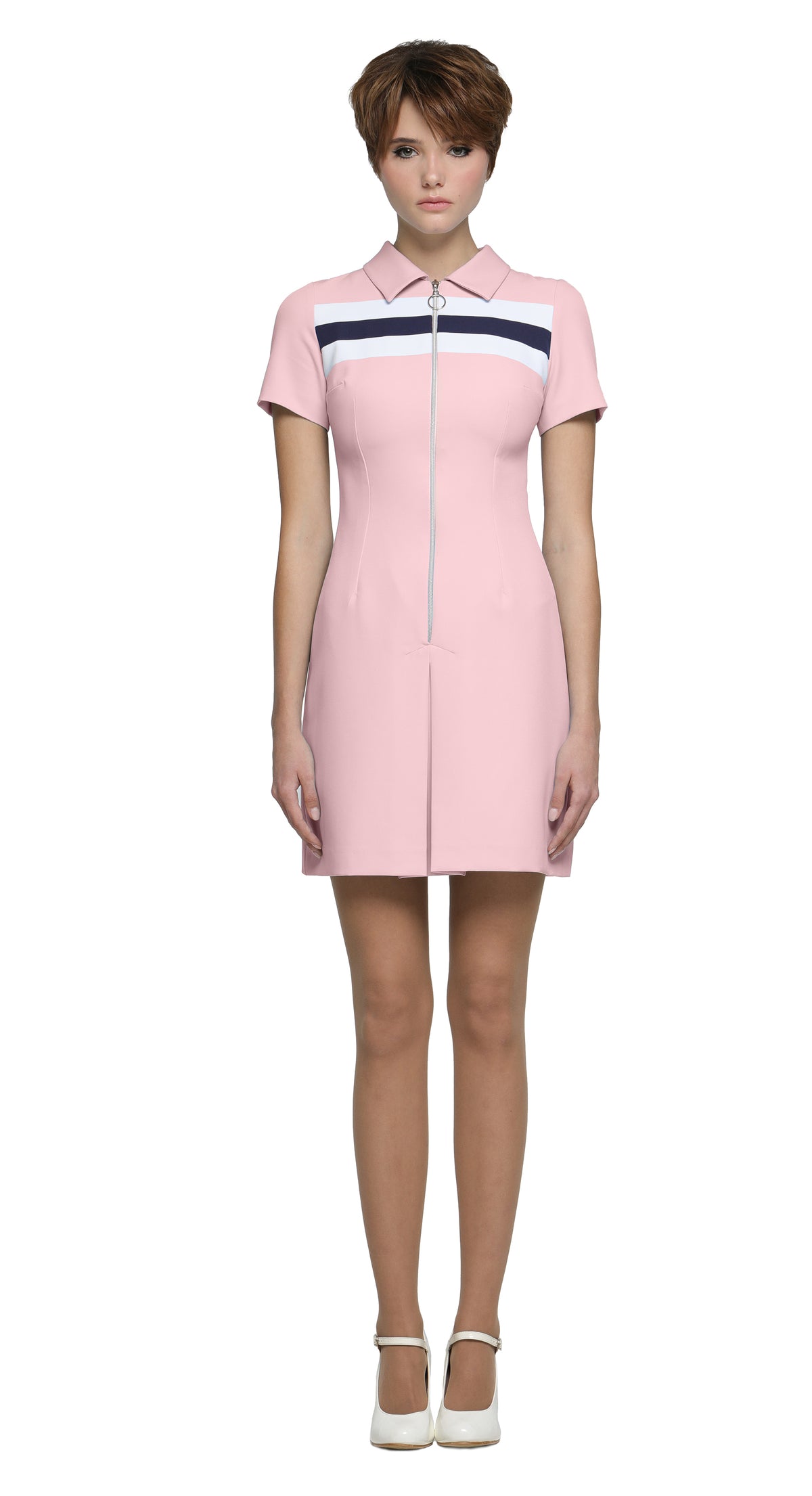 MARMALADE 90s Britpop Inspired Black/Pink/Orange/White Dress with Front Pleat
