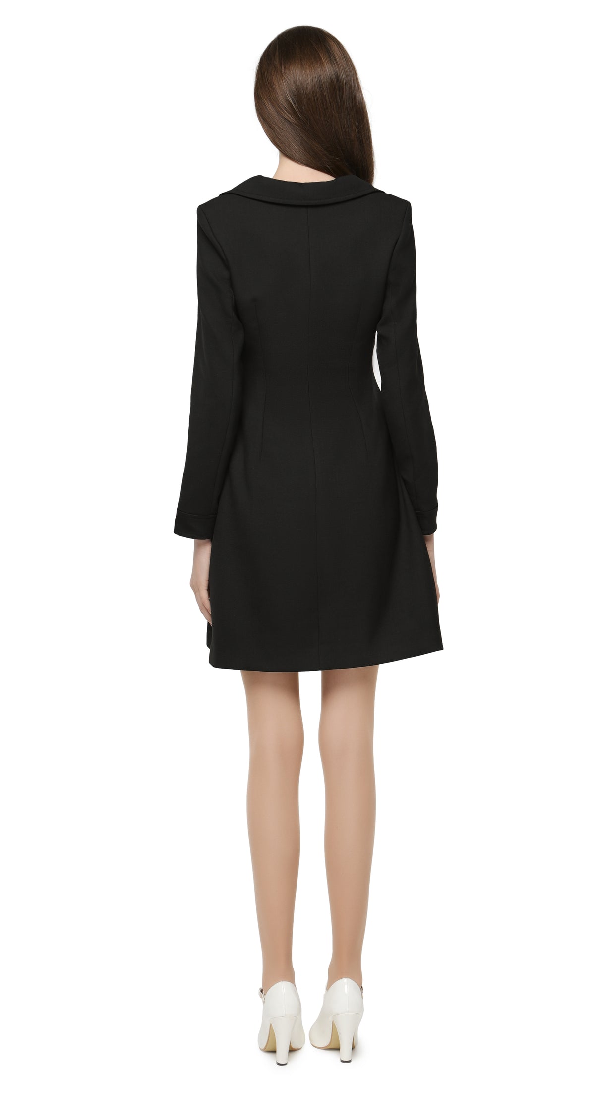 Fitted sixties A-line fair weather spring coat with creative square neckline and off centered retro sport loop zipper detailing on the front and side pocket. A high fashion statement piece with a classic form and creatively placed detailing. Produced from heritage Italian mill, medium weight fabrics.  Also available in navy blue.  Pairs perfectly as intended with our Retro Black Dress with White Zippers from the same collection to complete the look.