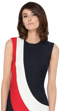 MARMALADE 60s Style Navy-Blue/Red/White Swirl Dress