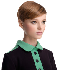 BLACK/GREEN JERSEY DRESS WITH COLLAR