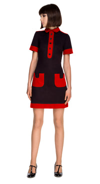 BLACK/RED JERSEY DRESS WITH COLLAR