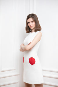 MARMALADE Mod Style Light Cream Dress with Circle Pockets