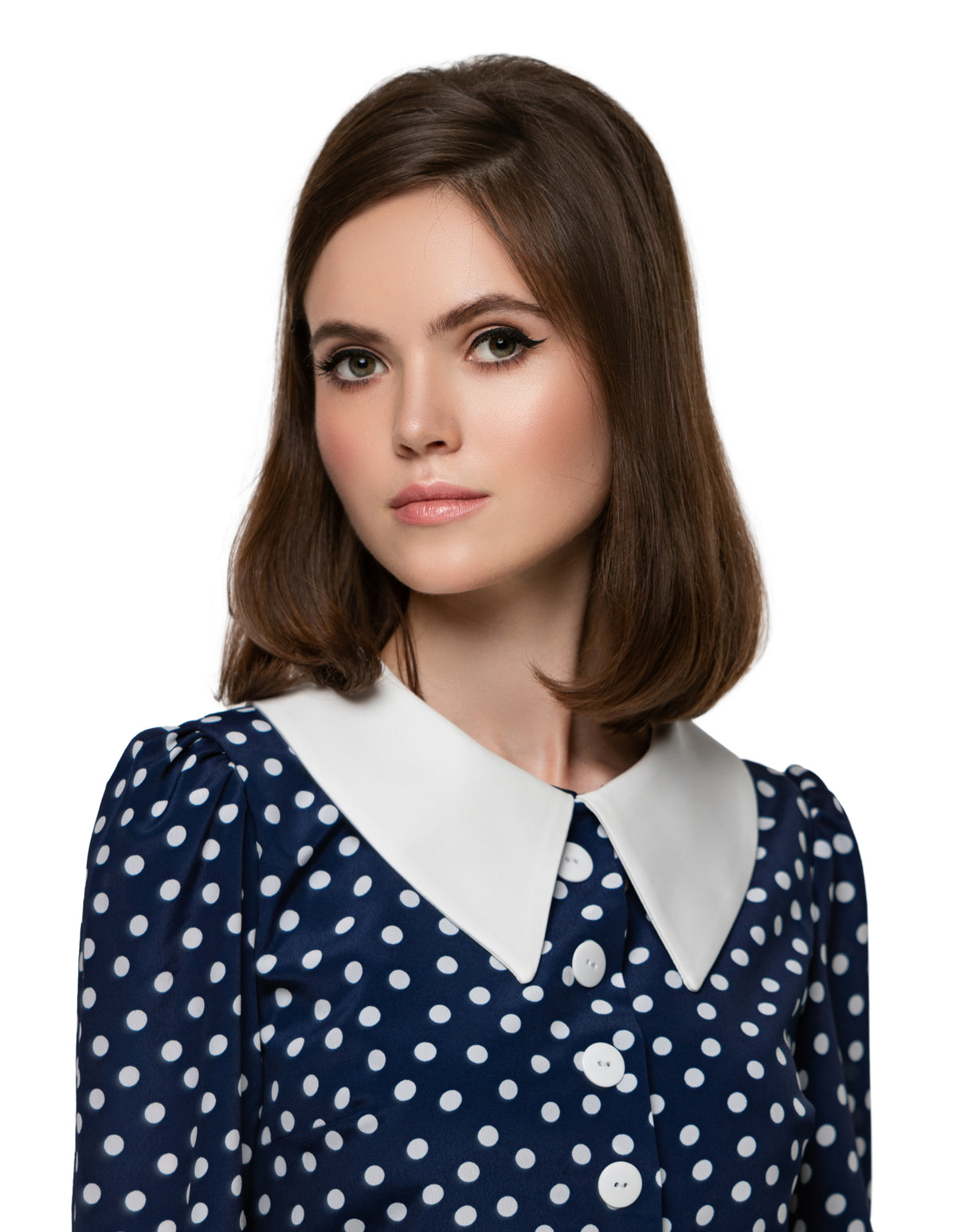 MARMALADE Mod Sixties Style Shift Dress with White Collar and Cuff: SIZES S AND M