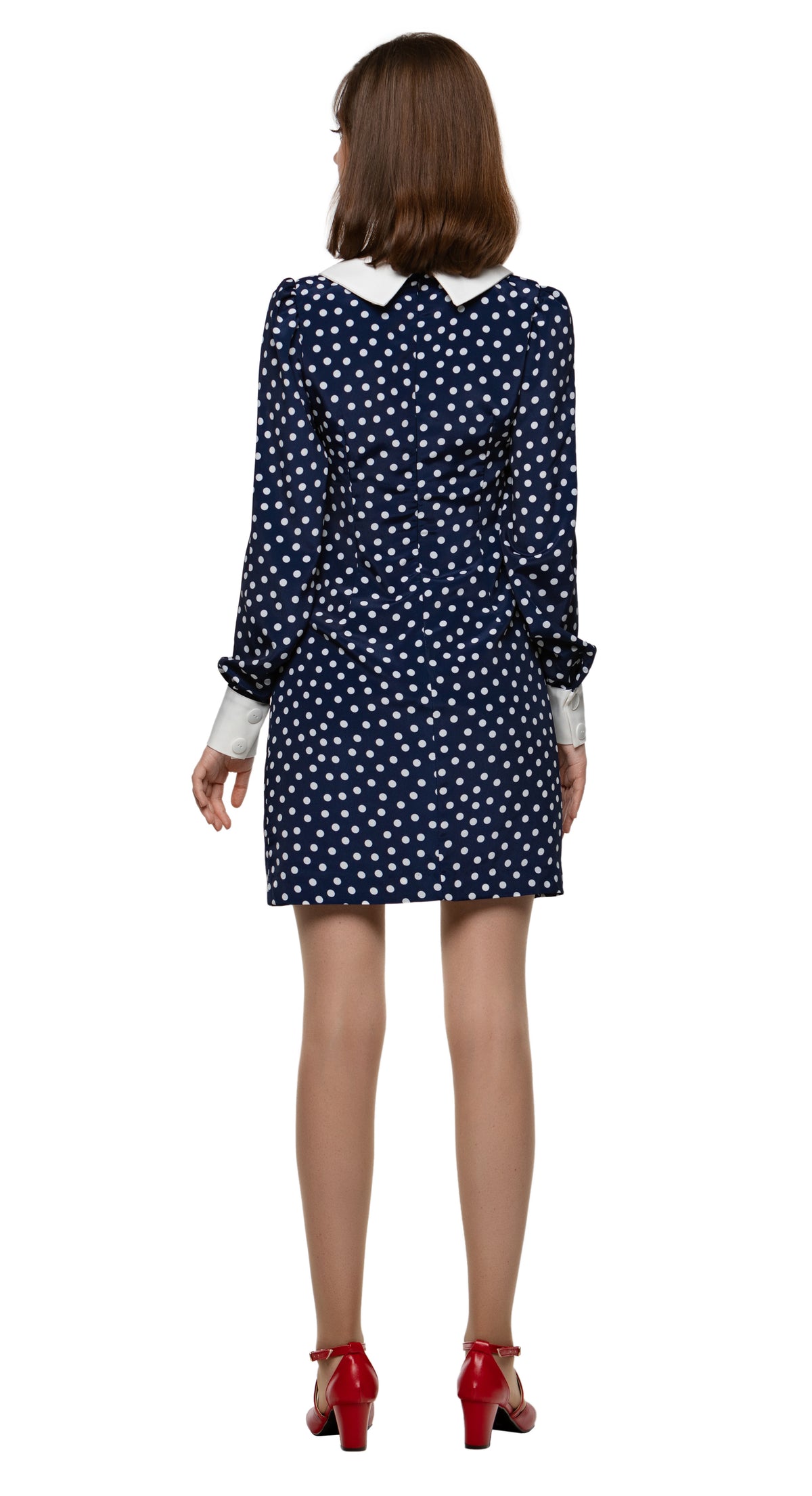 MARMALADE Mod Sixties Style Shift Dress with White Collar and Cuff: SIZES S AND M