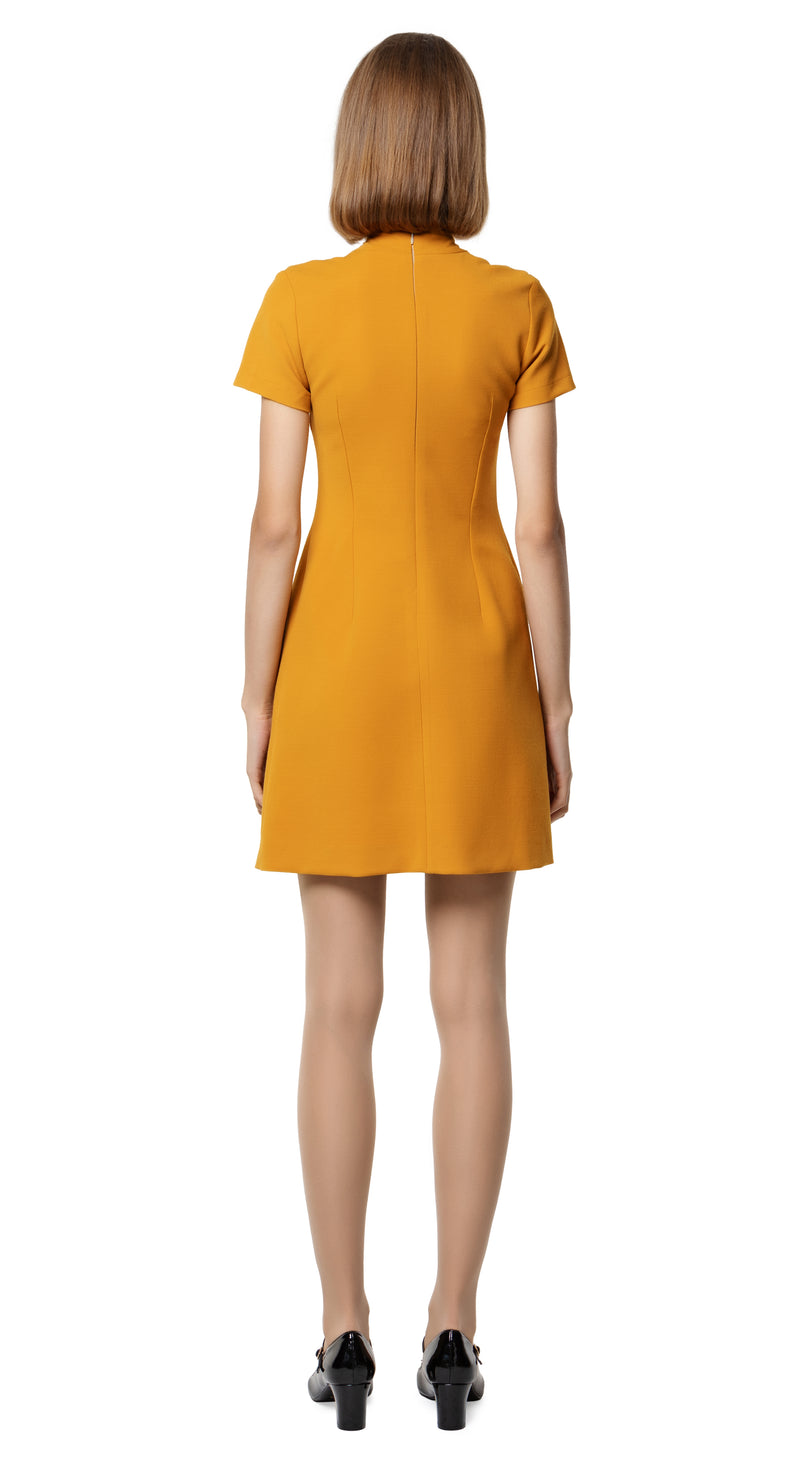 mustard yellow dress short MARMALADE Retro Style Mustard Yellow Dress with Pleat – Marmalade-shop