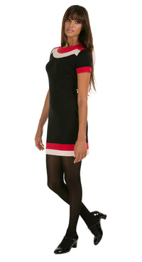 JERSEY DRESS WITH RED/LIGHT CREAM CONTRAST: SIZE M
