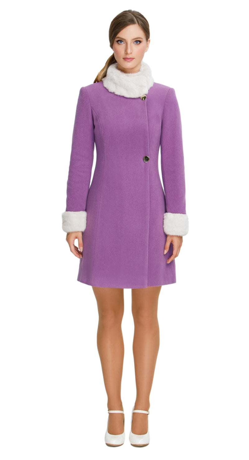 Faux Fur Collar Coat in Purple – Marmalade-shop