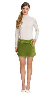 Green Velvet Mini Skirt