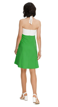70s Style Light Spring Halter Dress in Green