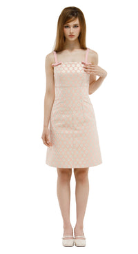 MARMALADE Rose/Cream/Metallic Retro Dress with Bow Straps: LIMITED EDITION