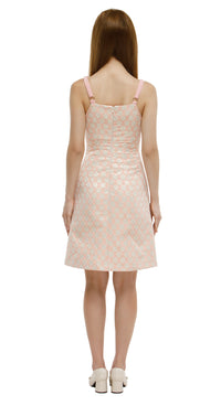 MARMALADE Rose/Cream/Metallic Retro Dress with Bow Straps: LIMITED EDITION
