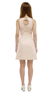 MARMALADE Rose/Cream/Metallic Flower Pattern 60s Style Dress with Circle Cutout: LIMITED EDITION
