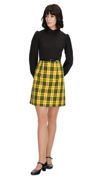 Discover elegance and style in our 70s style, Fitted Autumn/Winter Dress, featuring a plaid skirt paired with a sleek black torso. This dress boasts slightly puffed sleeves, a classic shirt collar, and a thin removable belt for added flair. Elevate your cold-weather wardrobe with this versatile and sophisticated dress, perfect for special occasions or seasonal fashion statements.