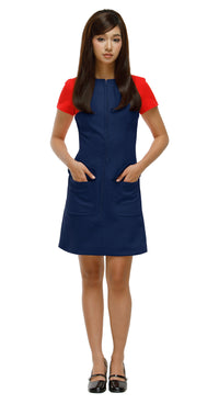 Cherry Red Zip-Front Dress with Oversized Statement Pockets