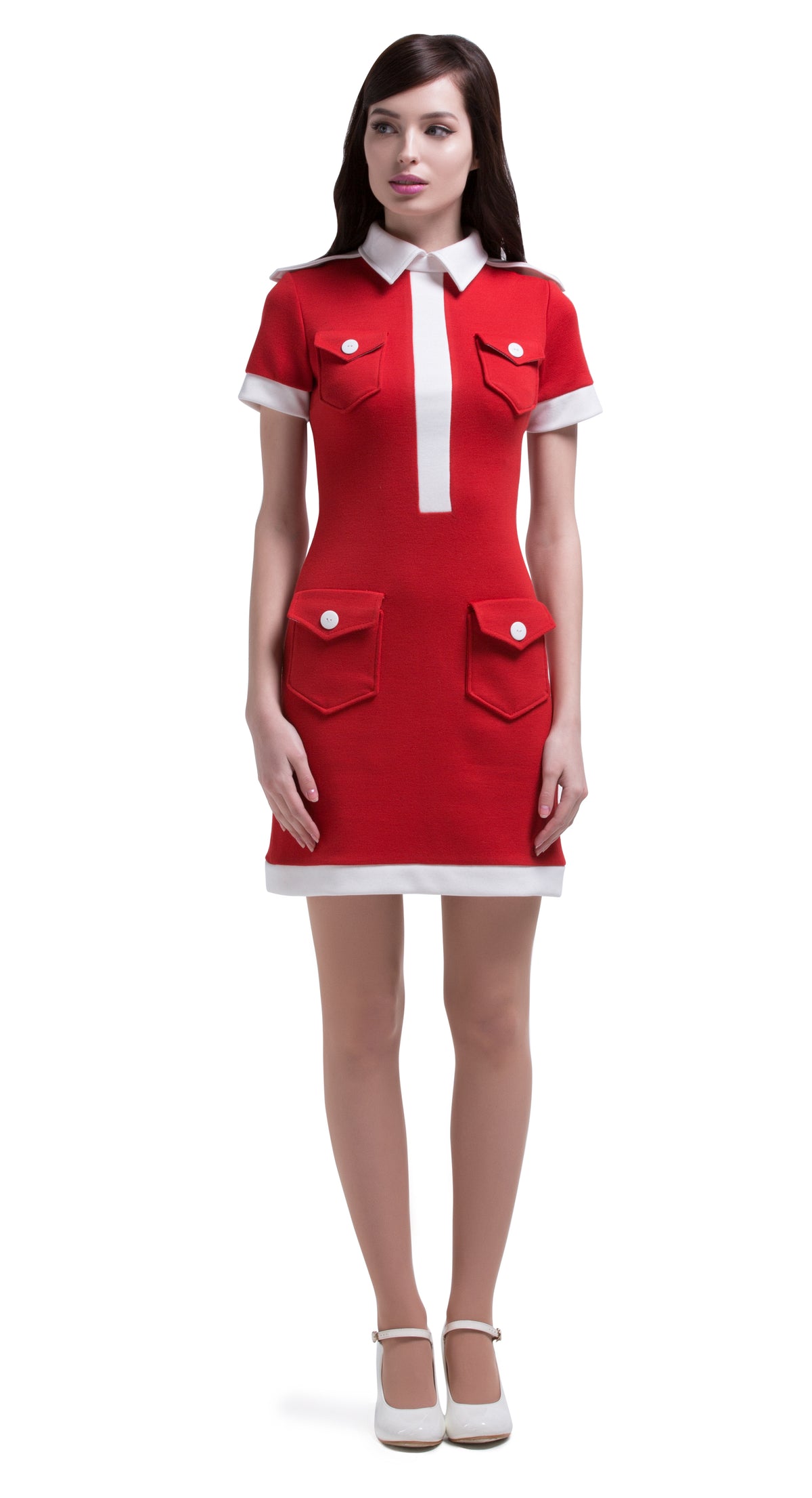 MARMALADE 60s Red/Light Cream Vintage Style Dress