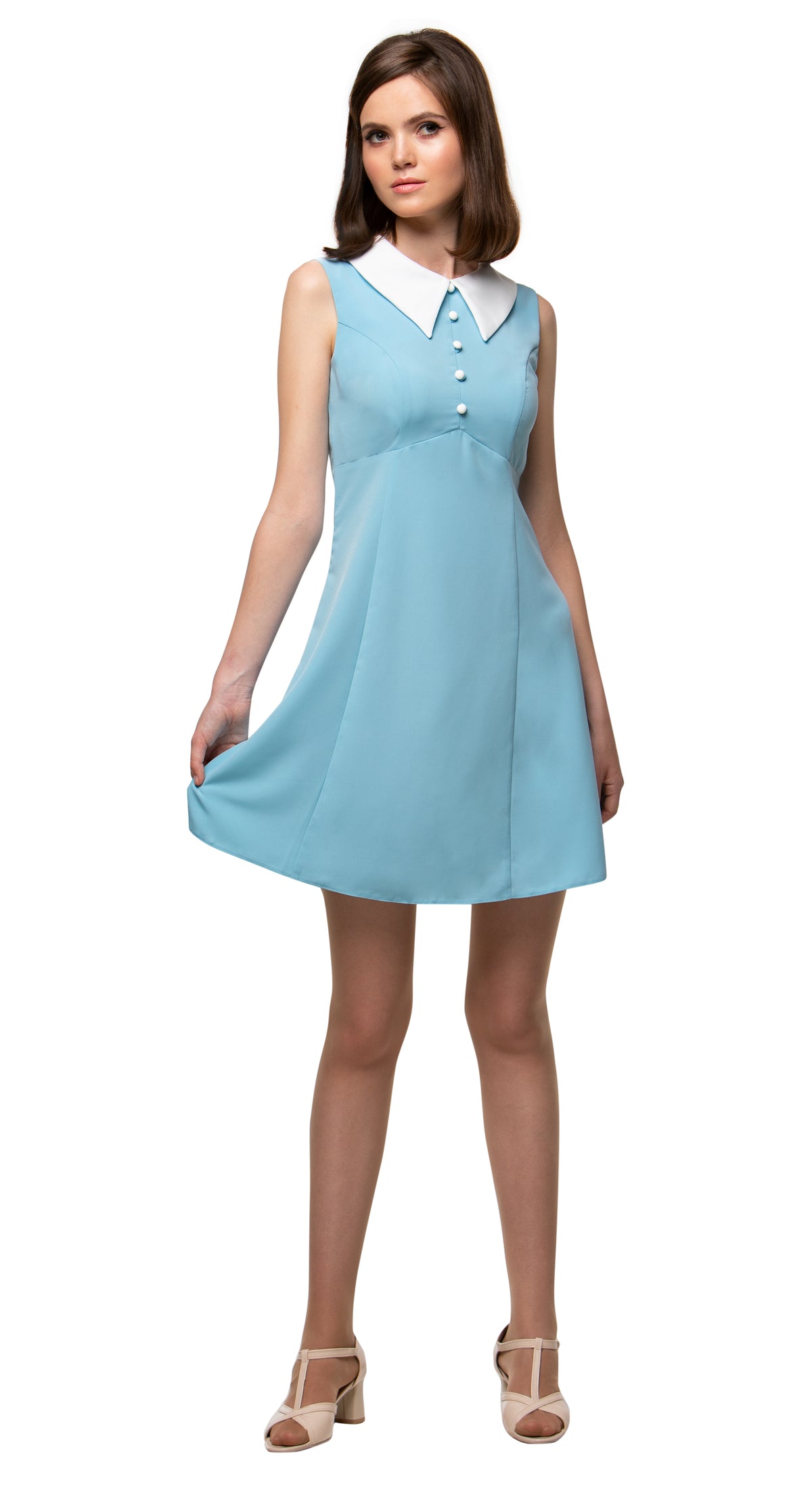 1960s Style Dress with Collar in Blue
