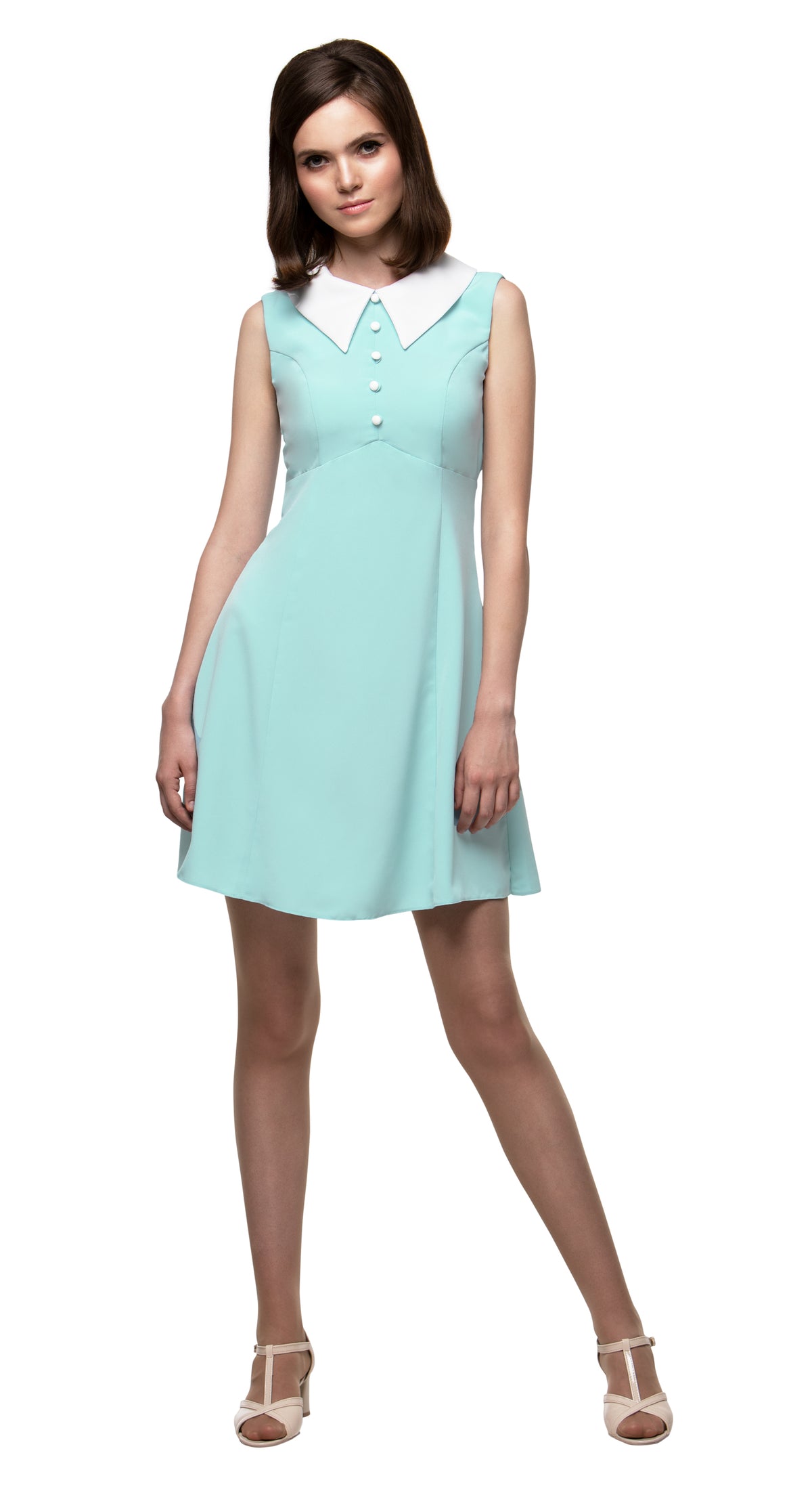 1960s Style Dress with Collar in Mint Green