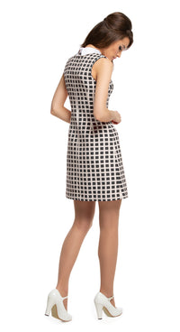 MARMALADE Mod Square Pattern Dress with Collar in Red or Black