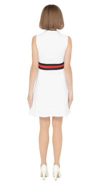 Introducing our spring 1970s style jumpsuit; an easily adaptable from work to play style, featuring waist level stripe detailing. This Italian stretch fabric is very comfortable with an aesthetic that can be worn casually or as a revised approach to what is a professional style for the warmer months.