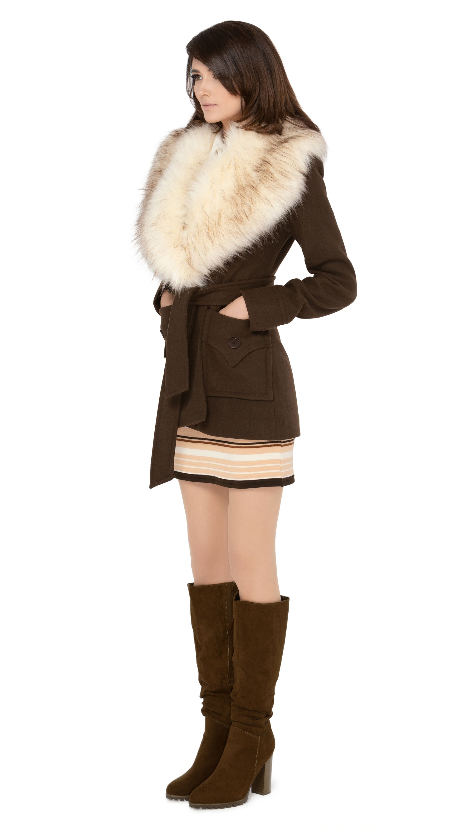 【PARTIMENTO】★ WIDE COLLAR HAIRY FUR COAT ★ 3 COLOR MUSINSA | PARTIMENTO WOMEN Wide collar hairy fur coat_brown