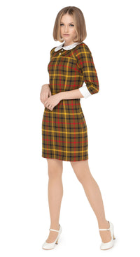 MARMALADE 1960S Style Plaid Dress with Peter Pan Collar