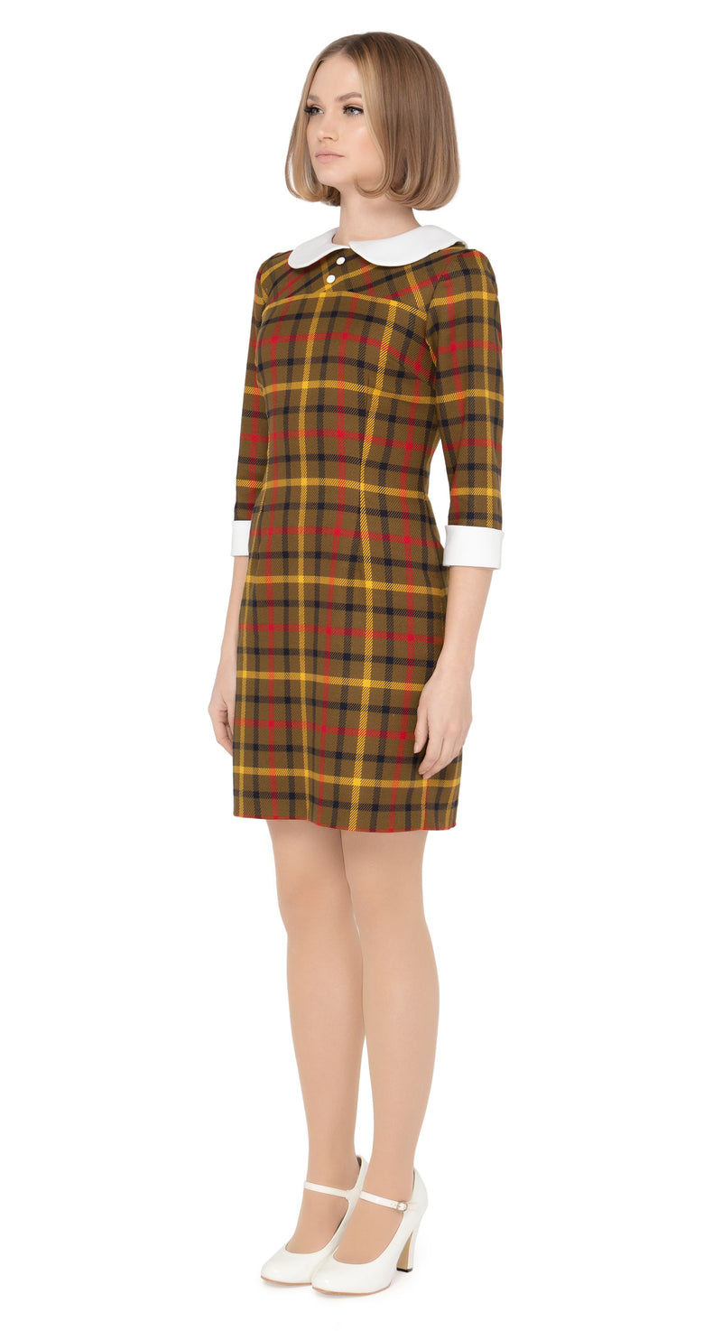 MARMALADE 1960S Style Plaid Dress with Peter Pan Collar