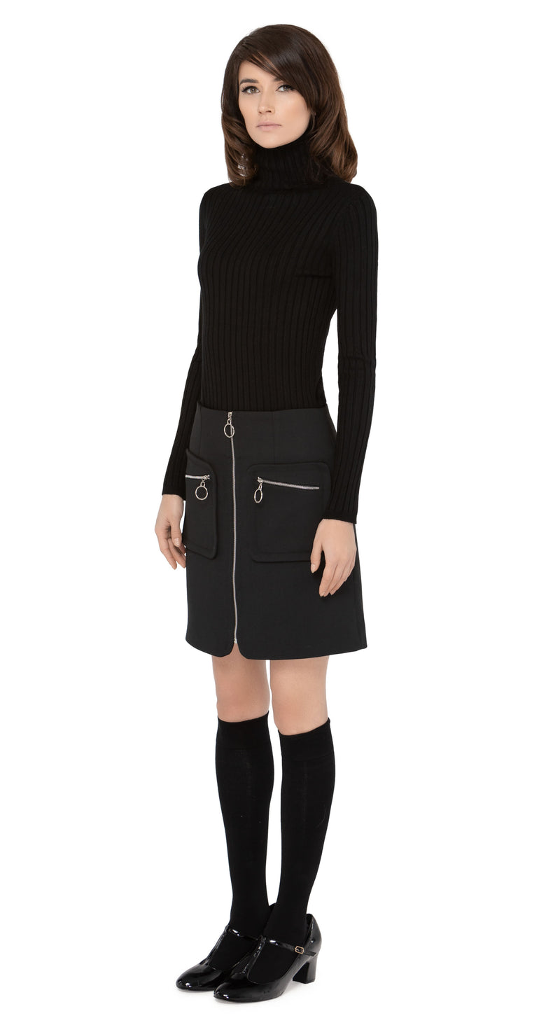 MARMALADE 1960s Style Skirt with Retro Loop Zipper Pull: Black ...