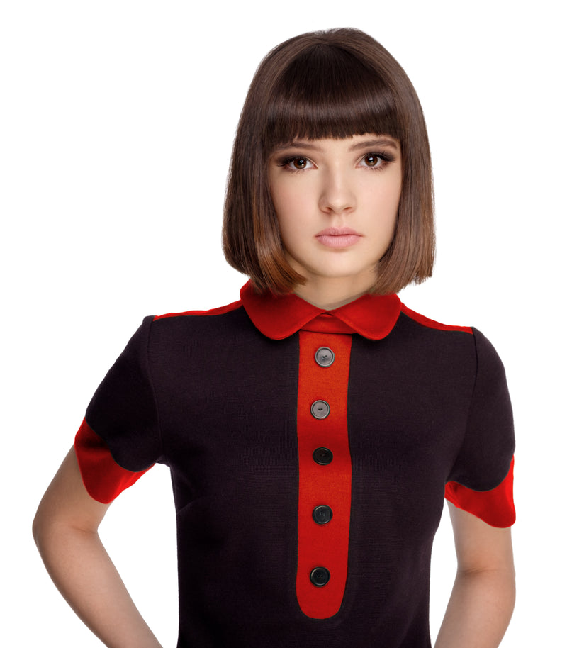 BLACK/RED JERSEY DRESS WITH COLLAR