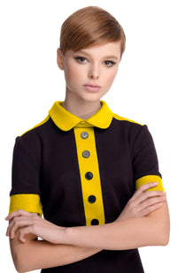 BLACK/YELLOW JERSEY DRESS WITH COLLAR
