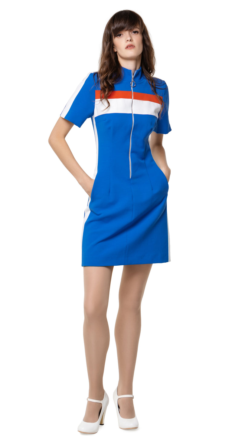 MARMALADE Retro Sport Inspired Dress; Blue/Orange